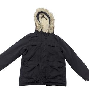 Kids Black Hooded Jacket